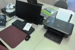 Fujitsu Desktop PC, with Hanns-G monitor, keyboard, mouse and HP Deskjet 2050 printer