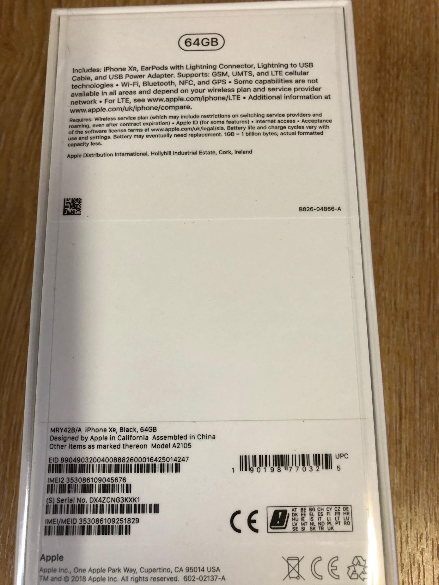 Apple iPhone XR Black 64Gb unused unopened & boxed in original cellophane to include Earpods with - Image 2 of 4