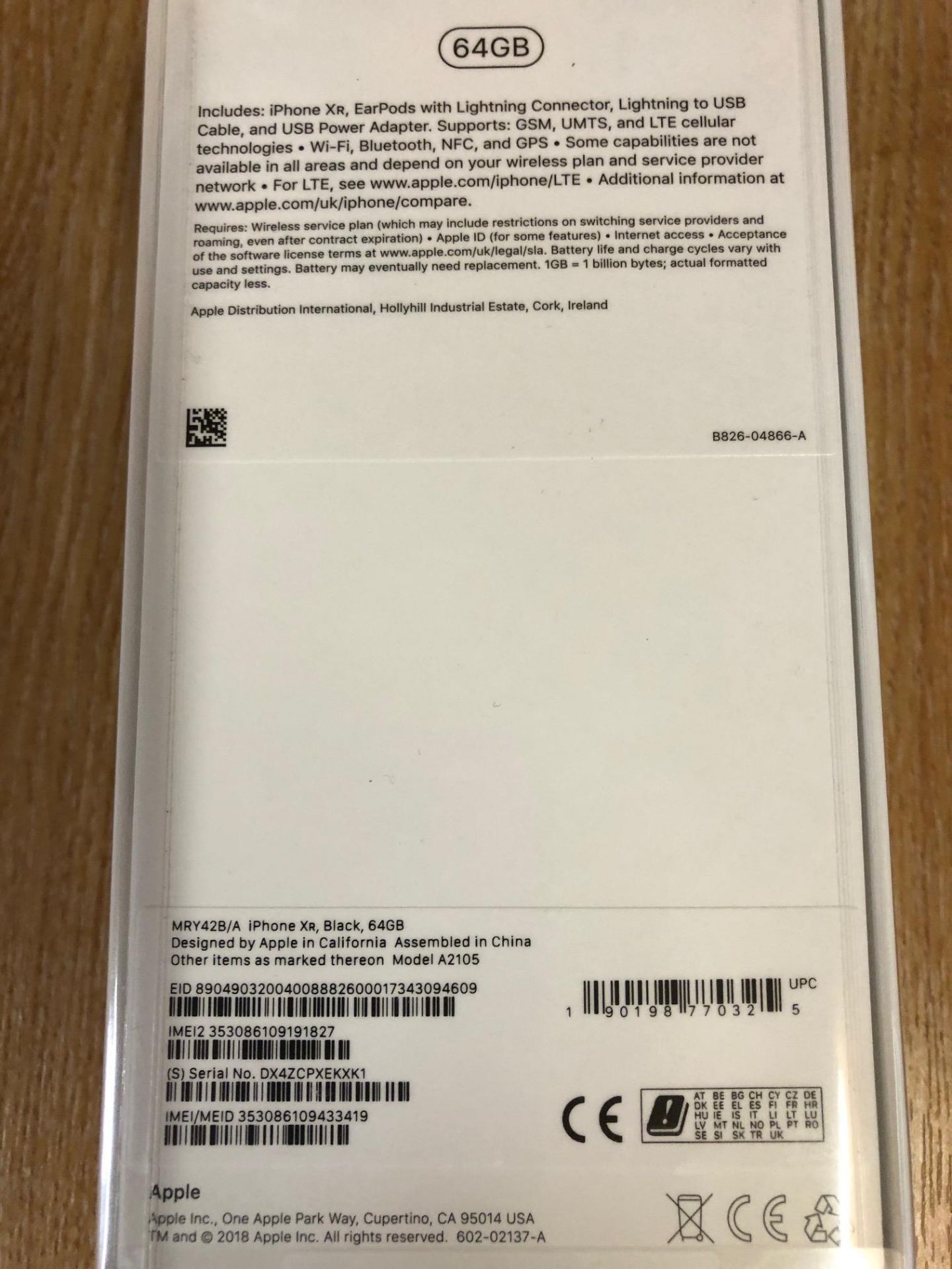 Apple iPhone XR Black 64Gb Unused unopened & boxed in original cellophane to include Earpods with - Image 2 of 4