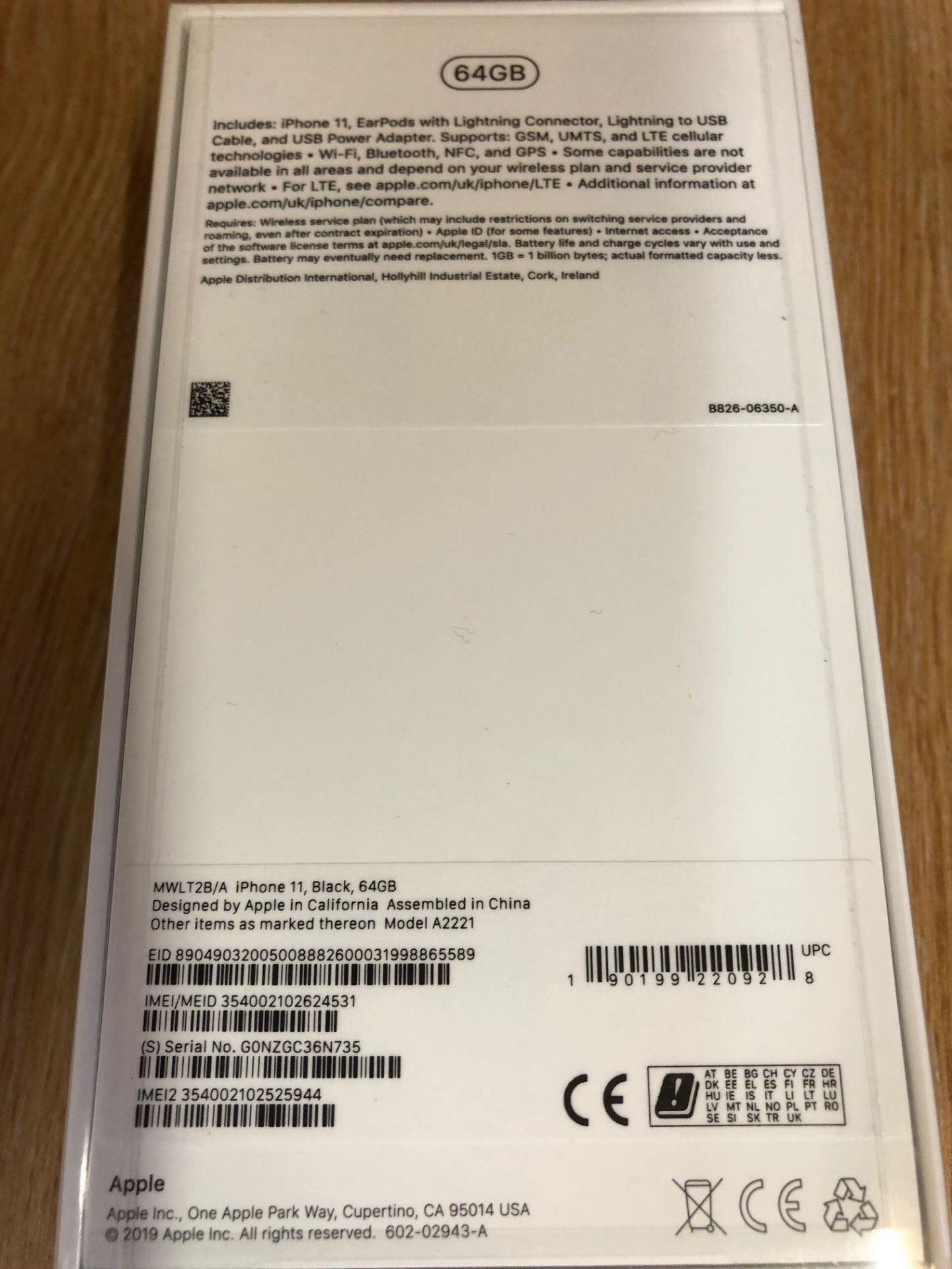 Apple iPhone 11 Black 64Gb Unused unopened & boxed in original cellophane to include Earpods with - Image 2 of 4