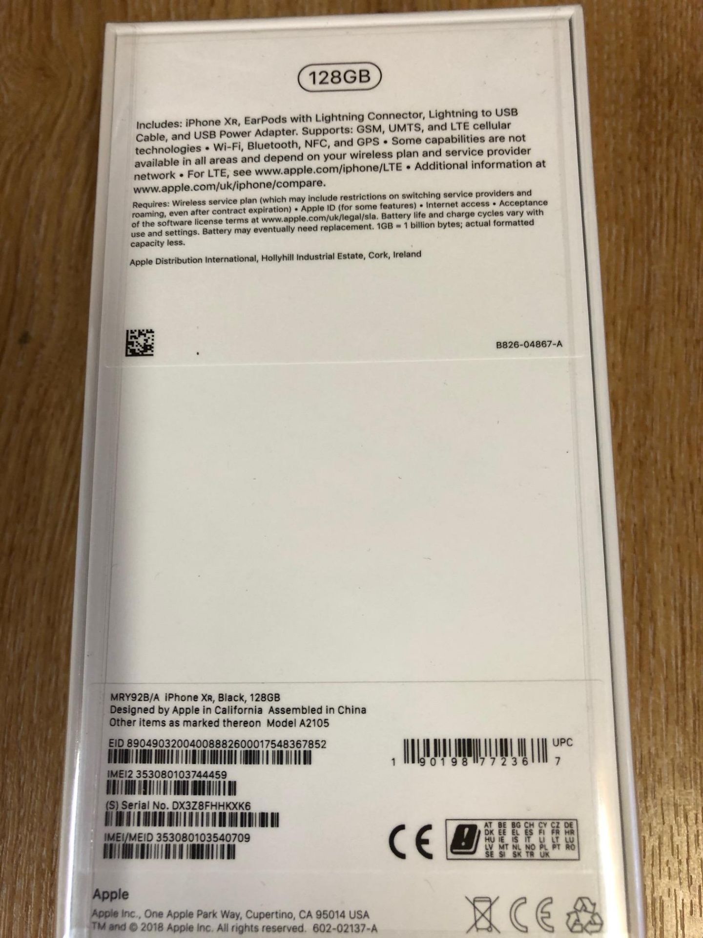 Apple iPhone XR Black 128Gb Unused unopened & boxed in original cellophane to include Earpods with - Image 2 of 4