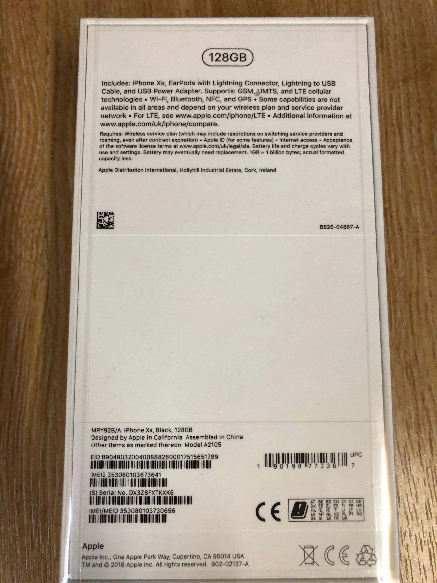 Apple iPhone XR Black 128Gb Unused unopened & boxed in original cellophane to include Earpods with - Image 2 of 4