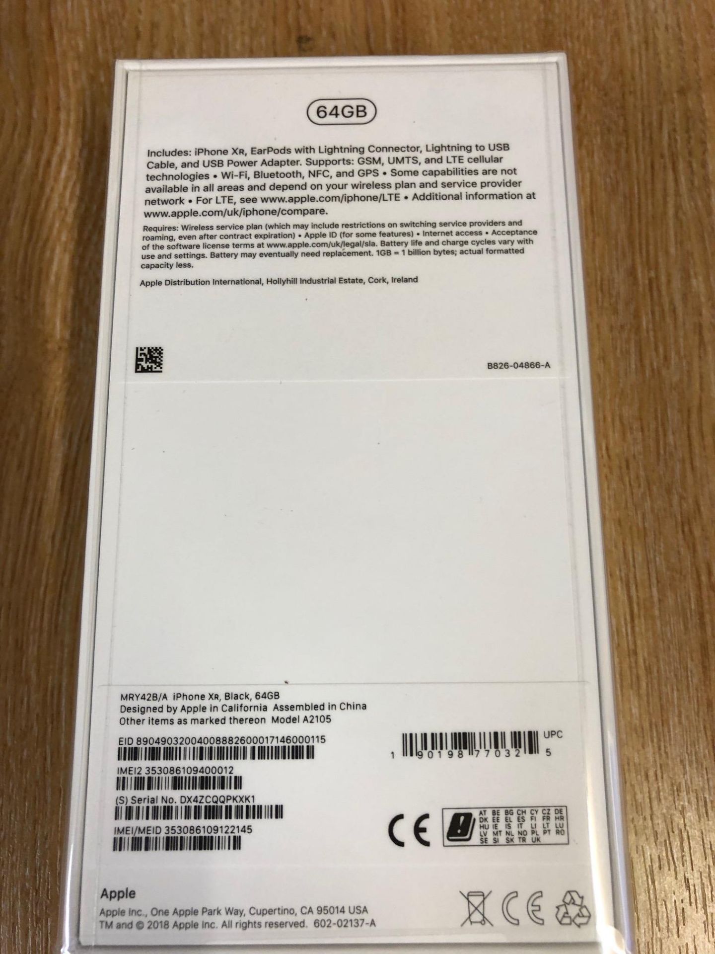 Apple iPhone XR Black 64Gb Unused unopened & boxed in original cellophane to include Earpods with - Image 2 of 4