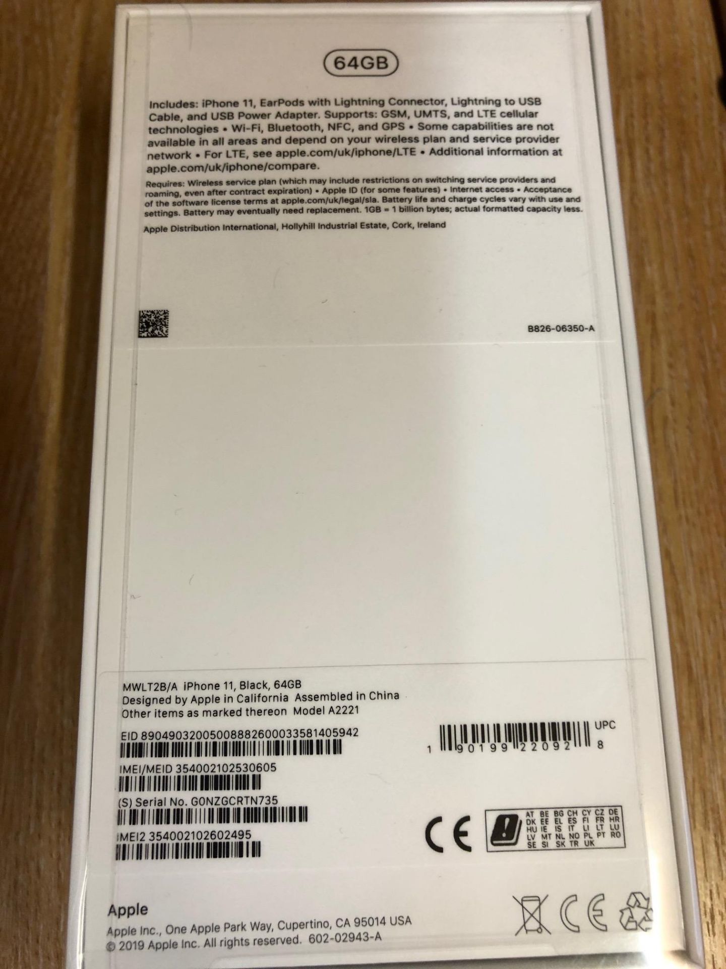 Apple iPhone 11 Black 64Gb Unused unopened & boxed in original cellophane to include Earpods with - Image 2 of 4