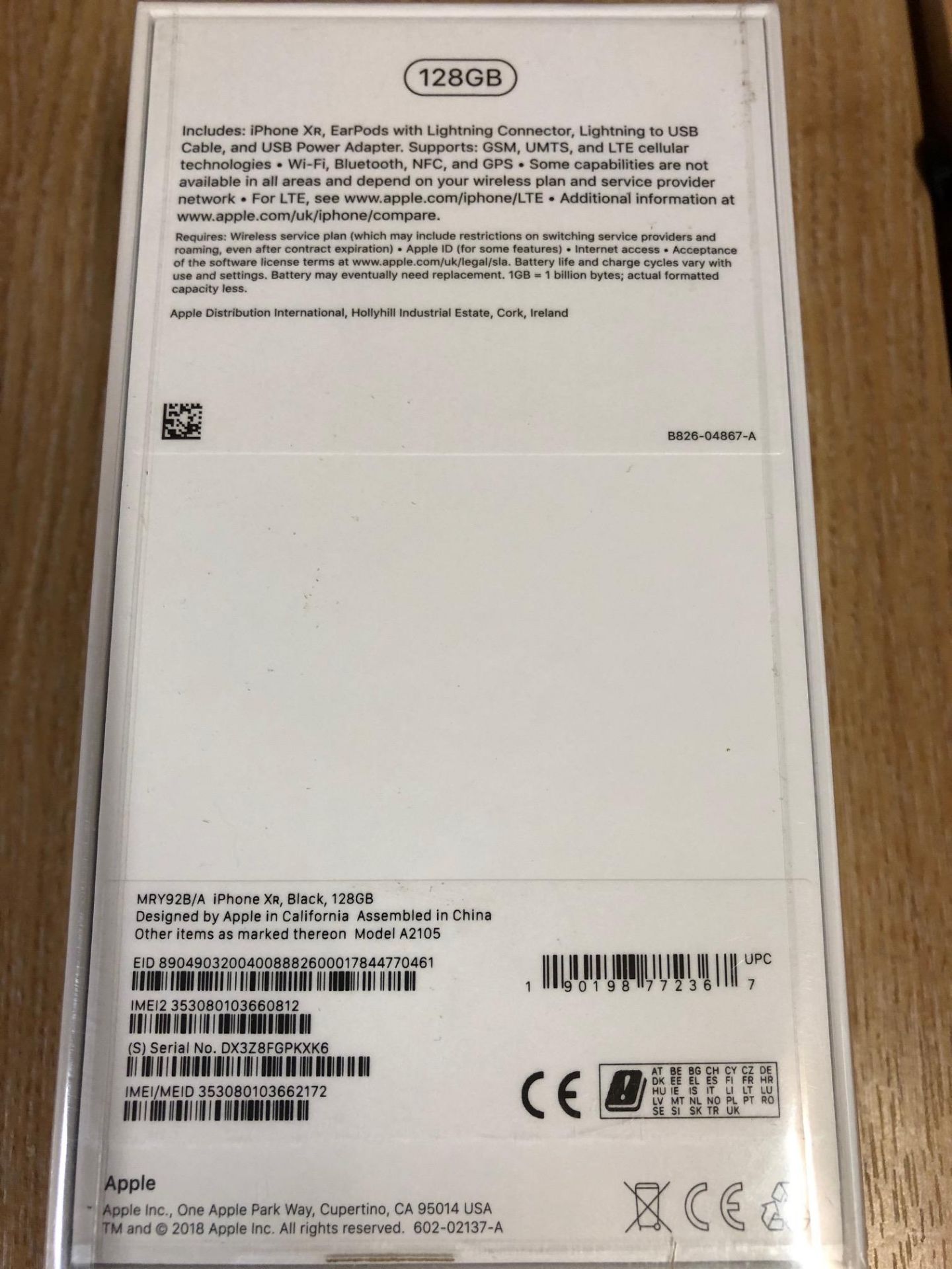 Apple iPhone XR Black 128Gb Unused unopened & boxed in original cellophane to include Earpods with - Image 2 of 4