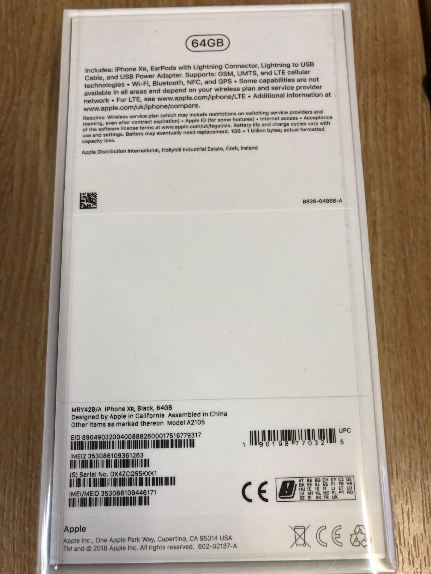 Apple iPhone XR Black 64Gb Unused unopened & boxed in original cellophane to include Earpods with - Image 2 of 4