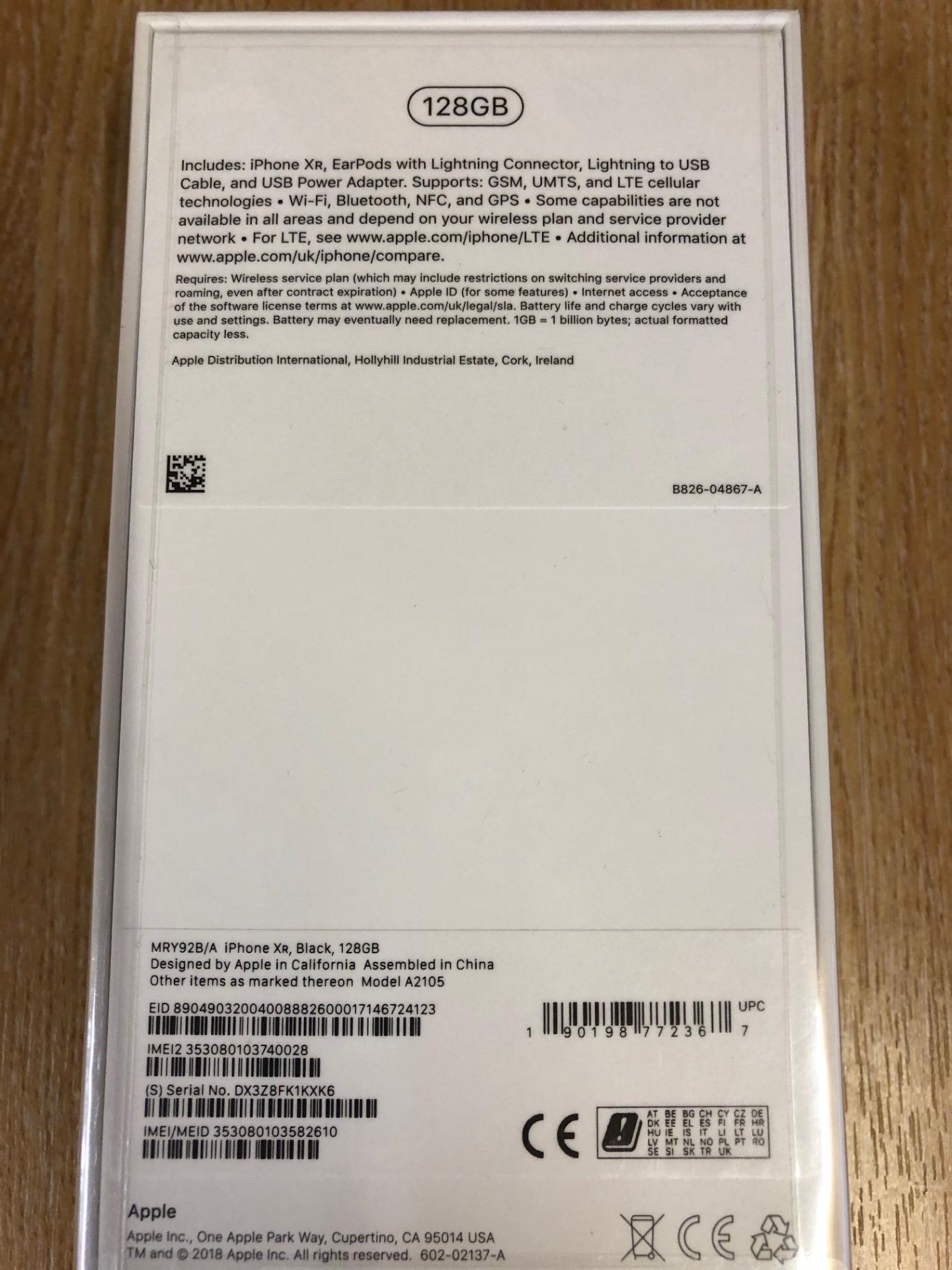 Apple iPhone XR Black 128Gb Unused unopened & boxed in original cellophane to include Earpods with - Image 2 of 4