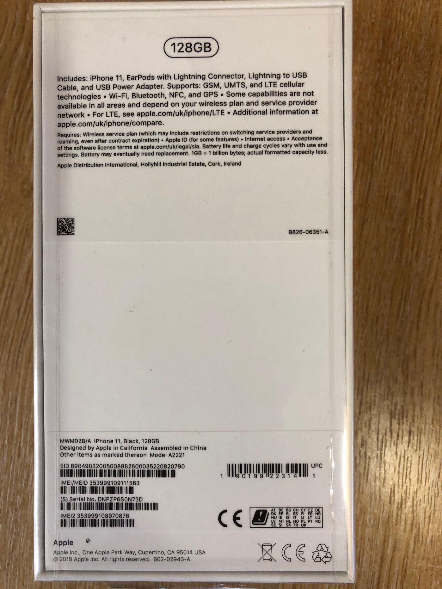 Apple iPhone 11 Black 128Gb Unused unopened & boxed in original cellophane to include Earpods with - Image 2 of 4