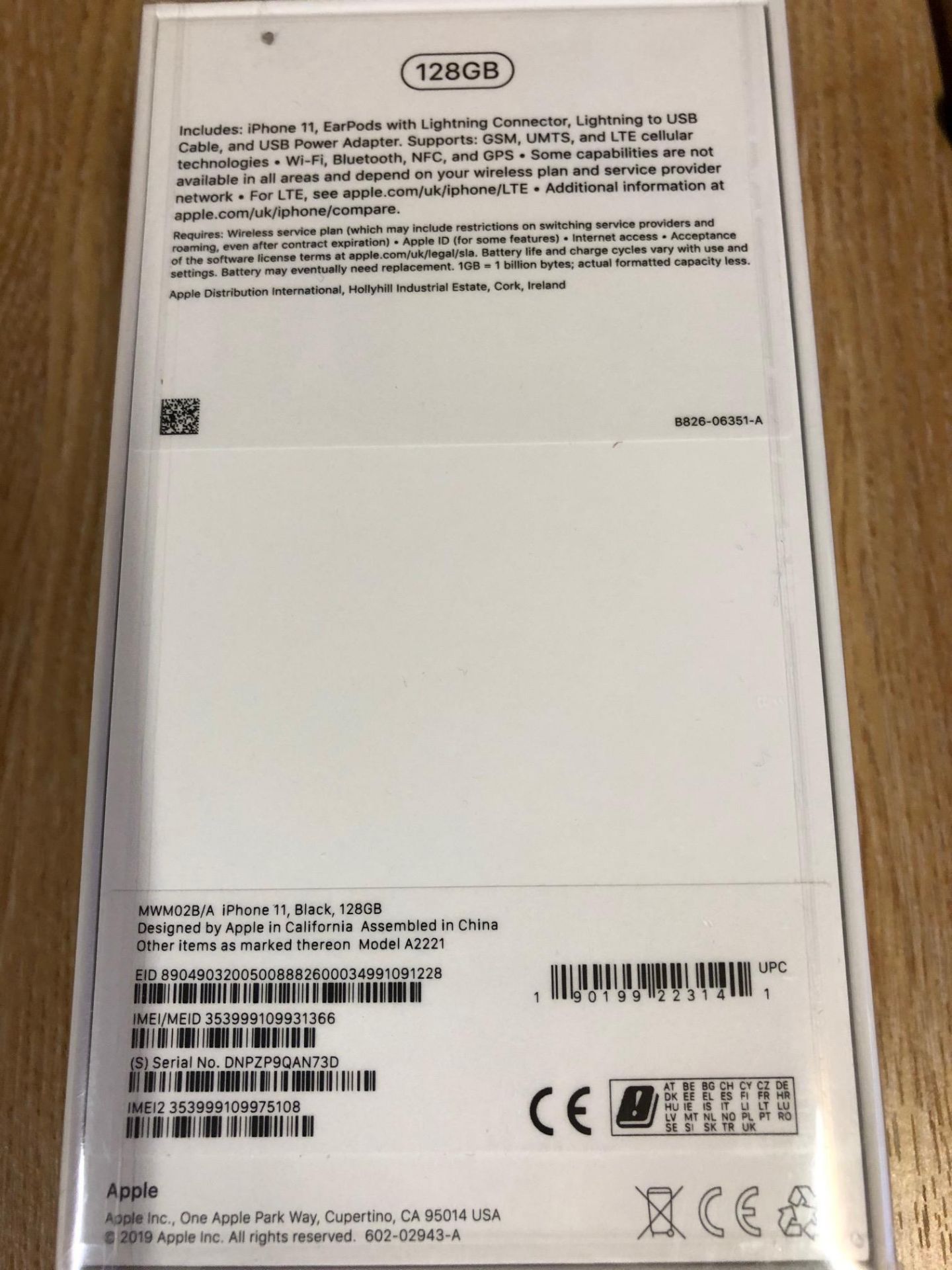 Apple iPhone 11 Black 128Gb Unused unopened & boxed in original cellophane to include Earpods with - Image 2 of 4