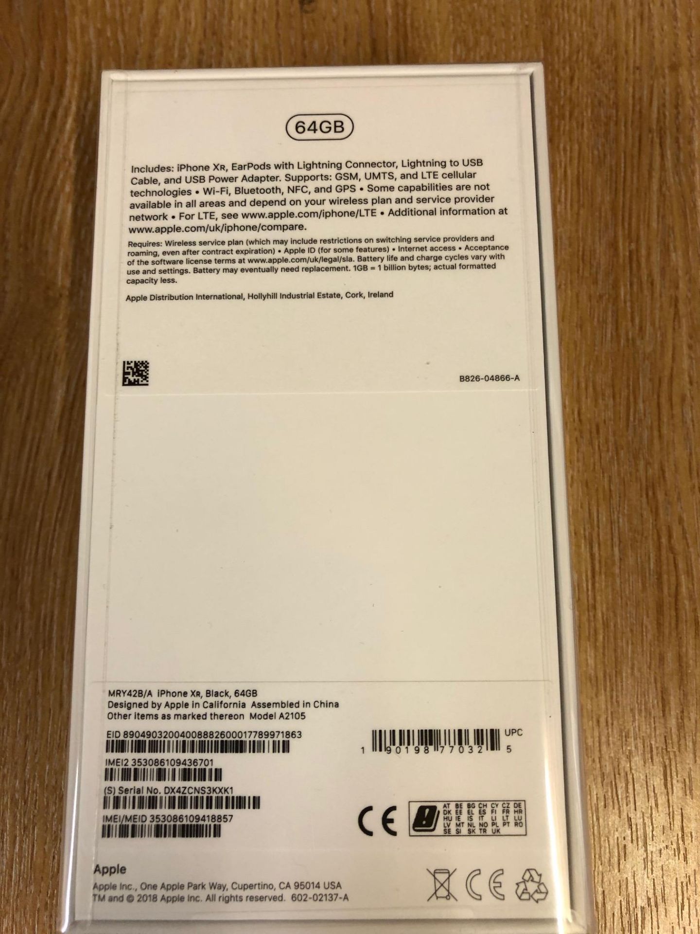 Apple iPhone XR Black 64Gb Unused unopened & boxed in original cellophane to include Earpods with - Image 2 of 4