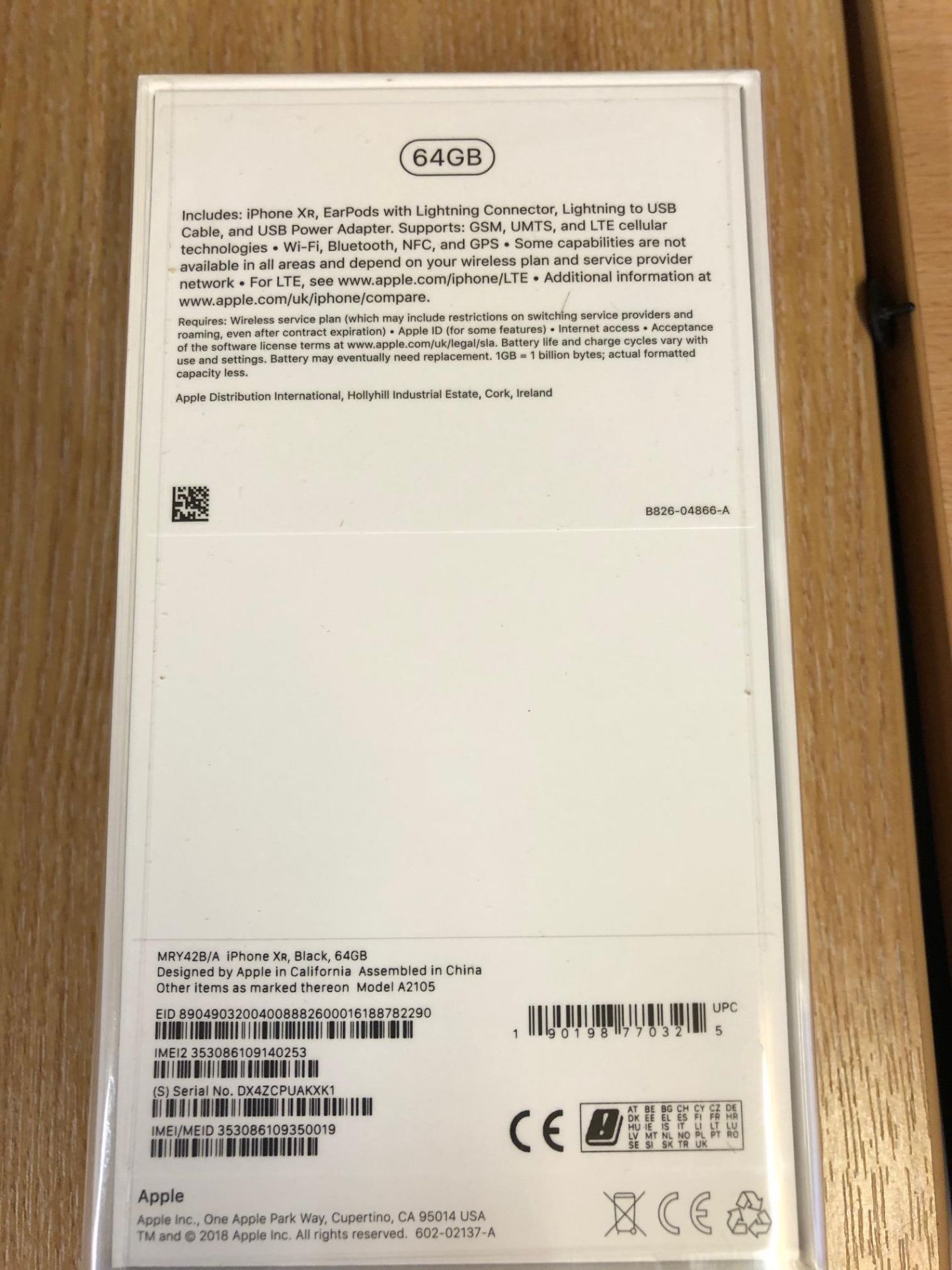 Apple iPhone XR Black 64Gb Unused unopened & boxed in original cellophane to include Earpods with - Image 2 of 4