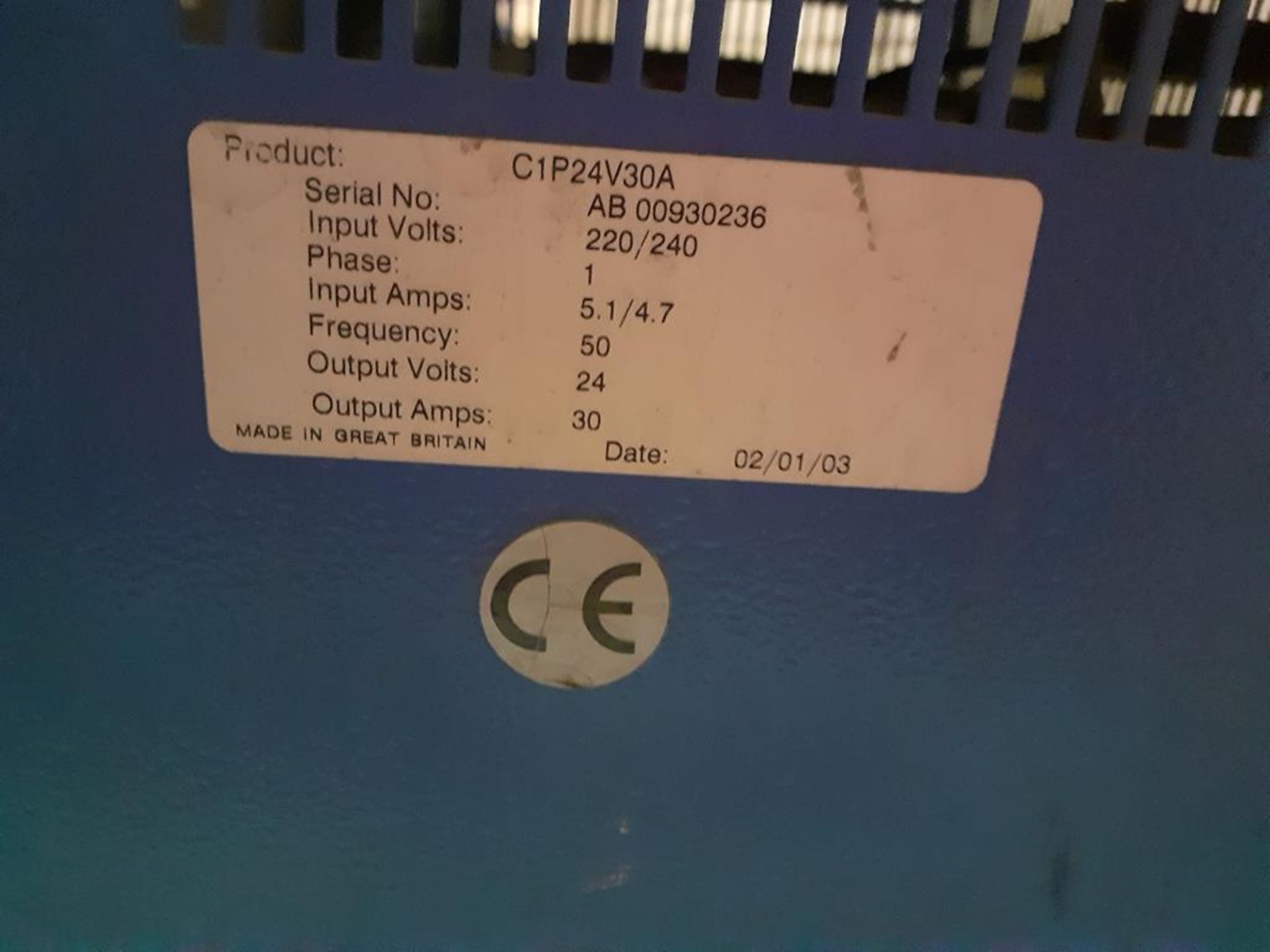 Jungheinrich EJE 22 electric pallet truck, s/n 80326775, with Chloride 24 charger, s/n AB 00930236. - Image 4 of 5