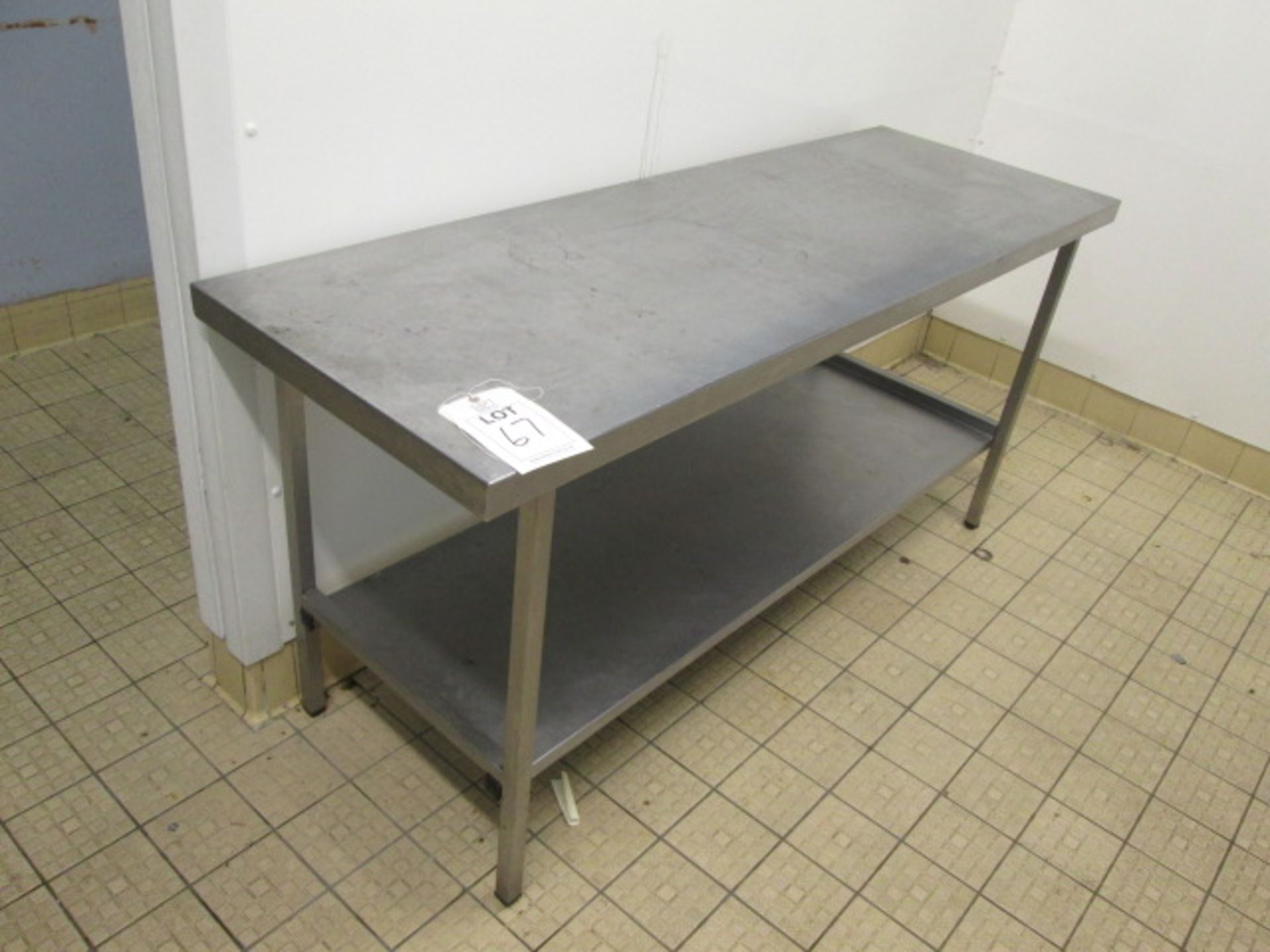 9 - assorted stainless steel prep benches with undershelves, 2 deep twin bowl stainless steel wash - Image 10 of 10