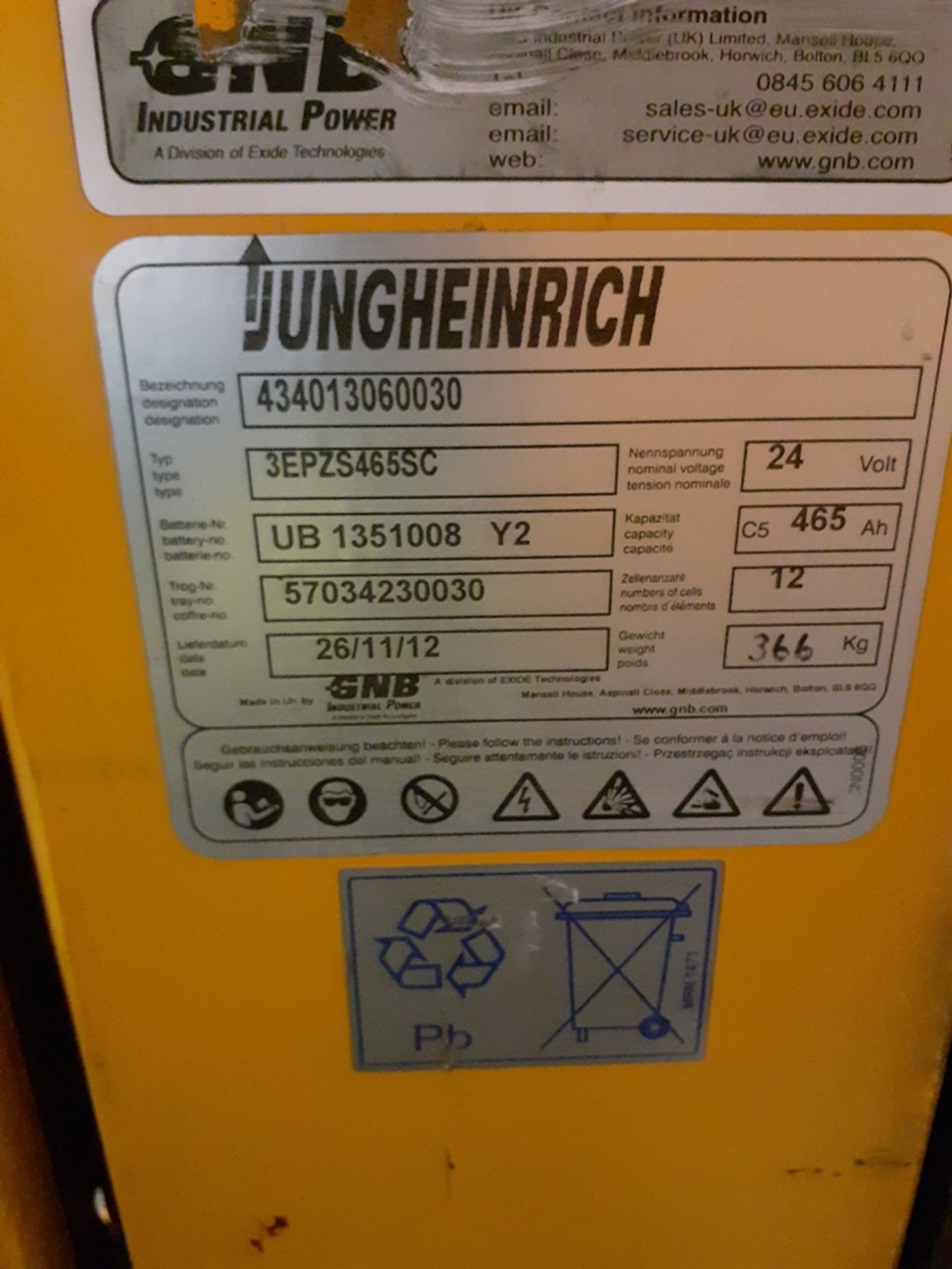 Jungheinrich ECE 20 electric order picker pallet truck, s/n 80066795, year 1994, with battery & - Image 4 of 5