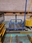 Set of 4 fork lift truck metal battery carriages with twin winches.NB: This item has no record of