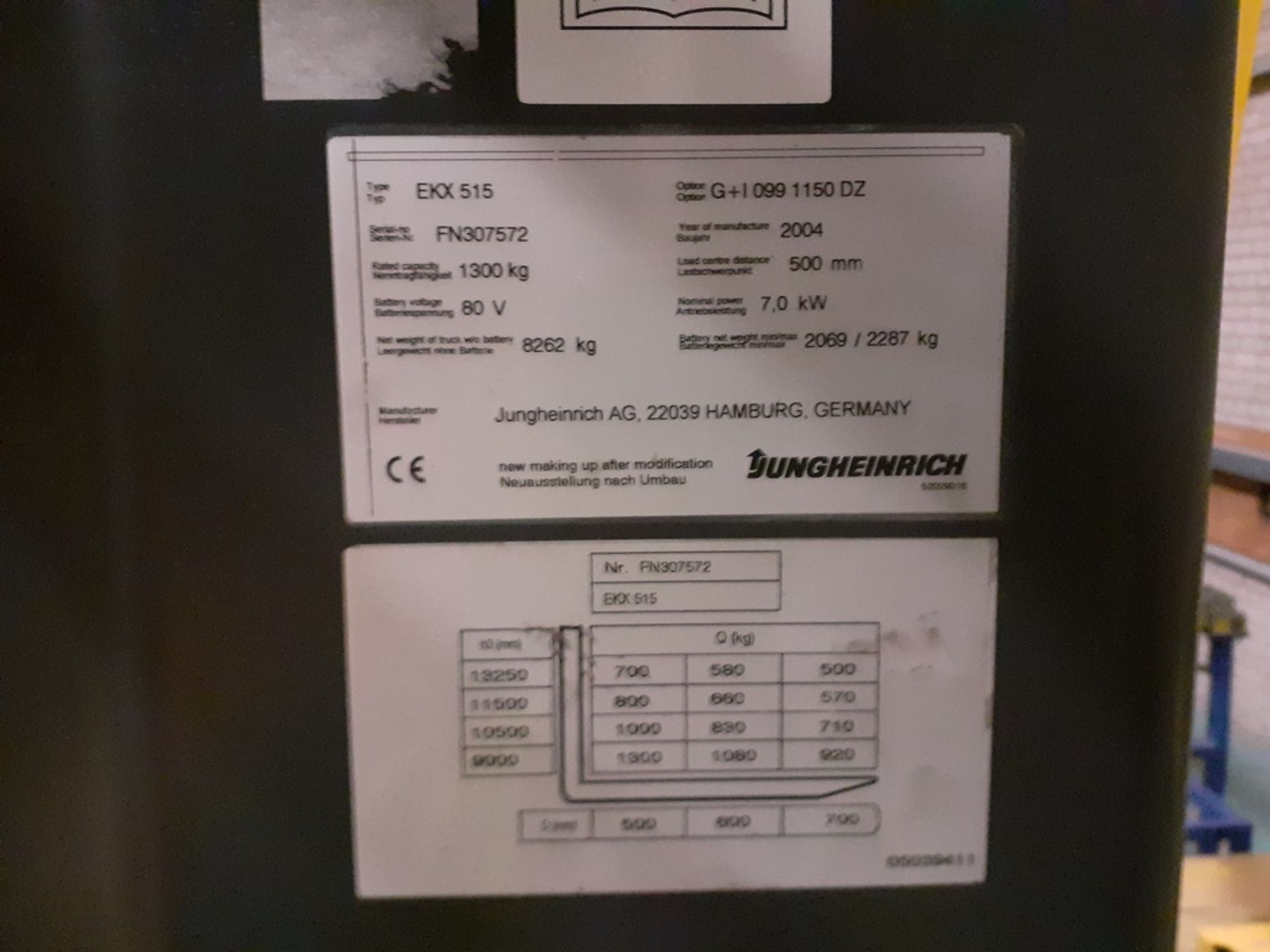 Jungheinrich ETX-Kombi 515 VNA Tri-lateral stacker (No.K1), s/n FN307572, year 2004, with battery - Image 5 of 11