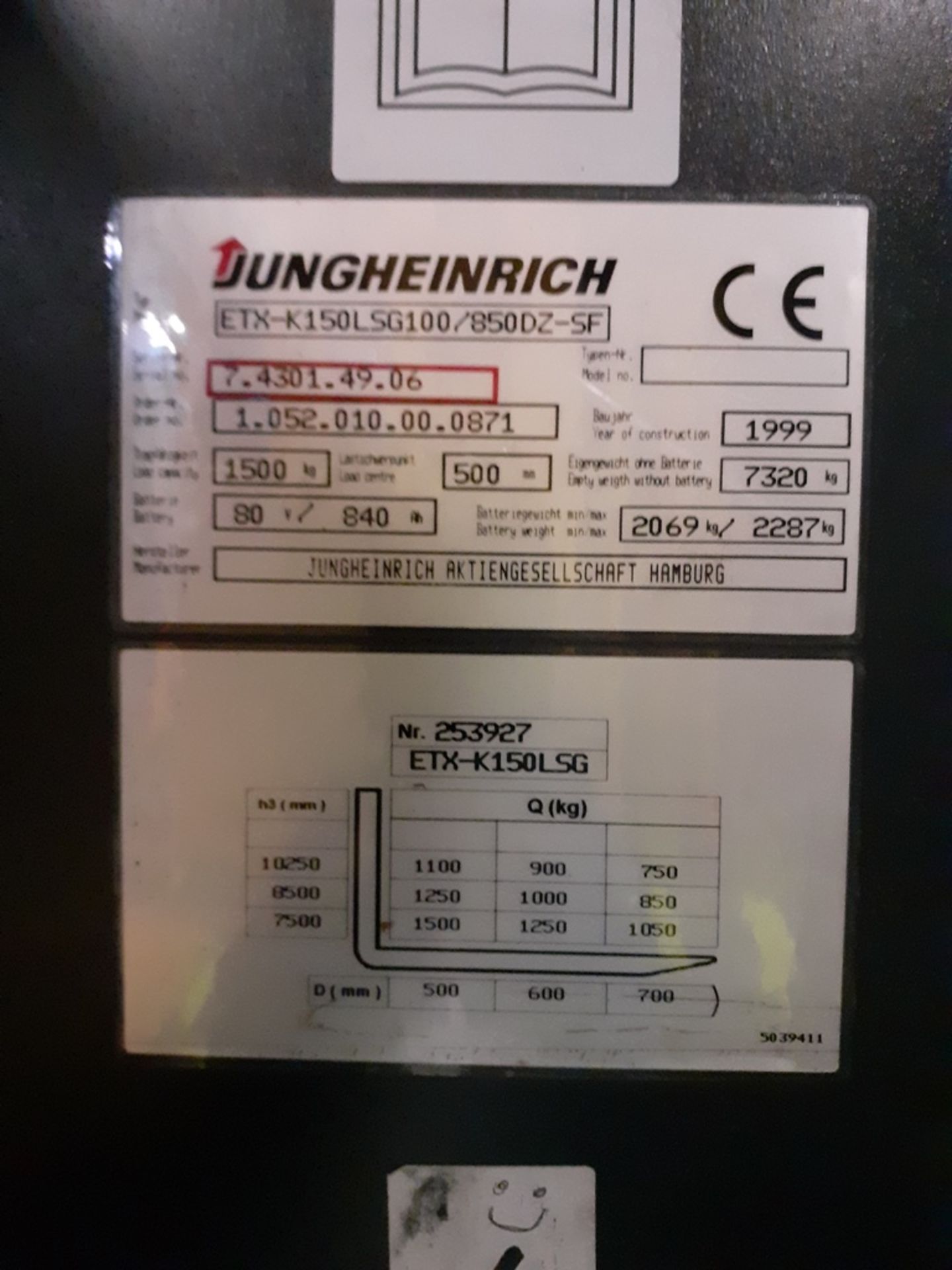 Jungheinrich ETX-Kombi stacker truck (No.6), s/n 743014906, year 1999 with battery and Varta - Image 5 of 6