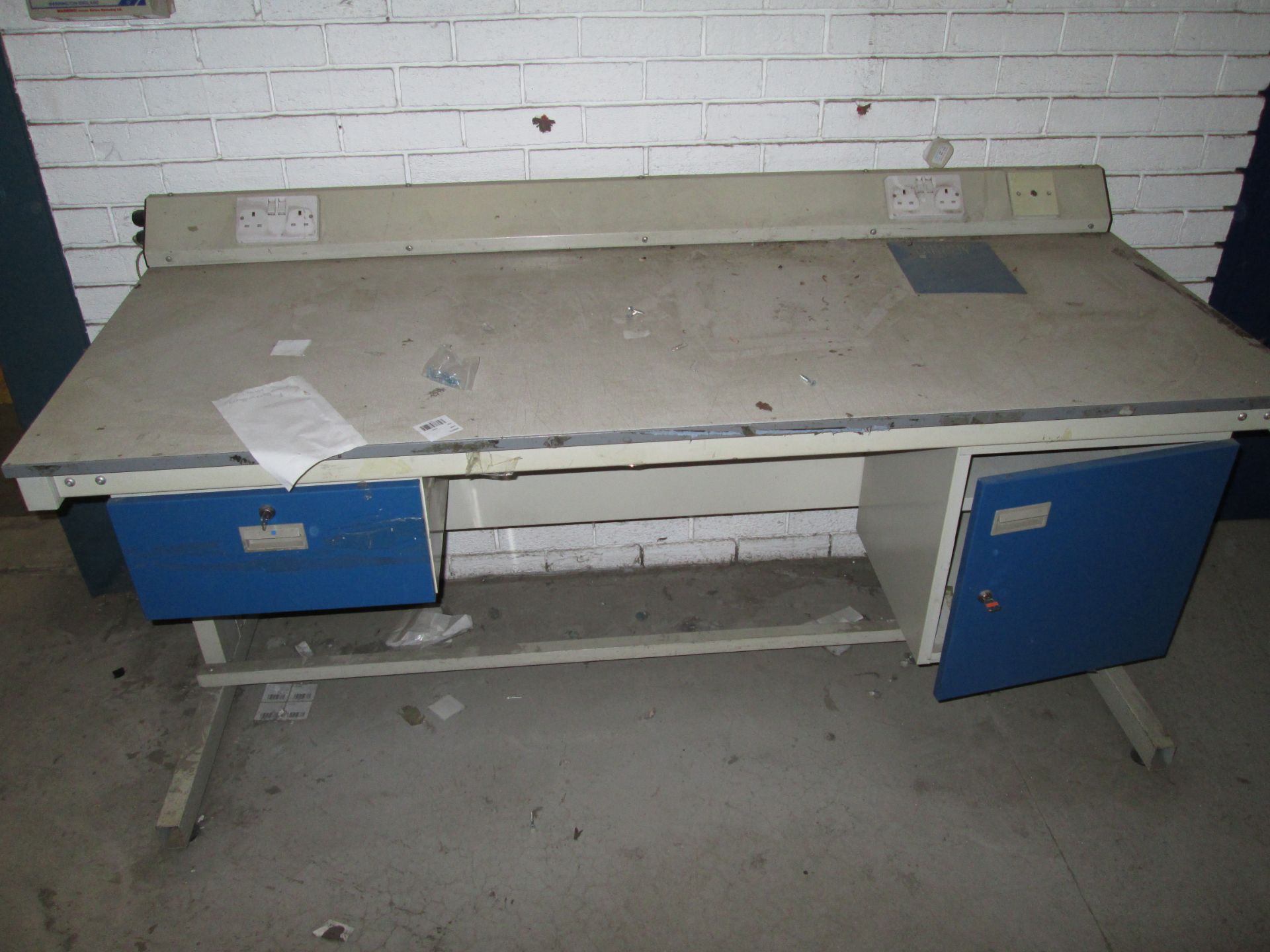 3 - metal framed workbenches with under cupboard storage - Image 3 of 3
