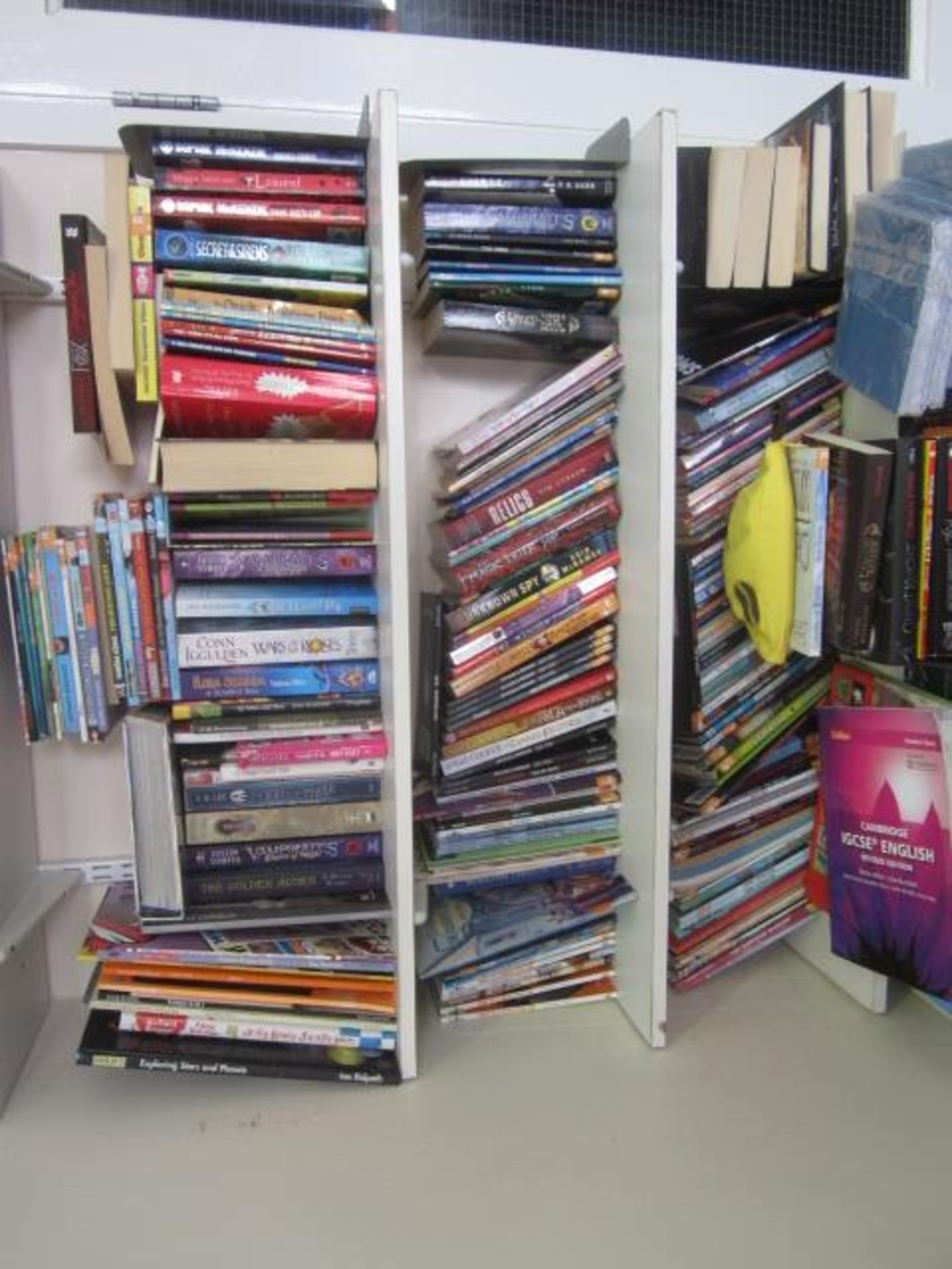 Loose contents of room including tray storage unit, 2 x chairs, various books, folders, exercise - Image 12 of 12