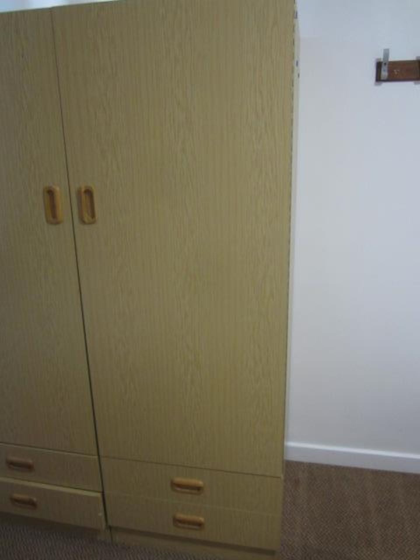 Lightwood effect suite comprising single bed with under storage drawer, single wardrobe with 2 x - Image 2 of 2