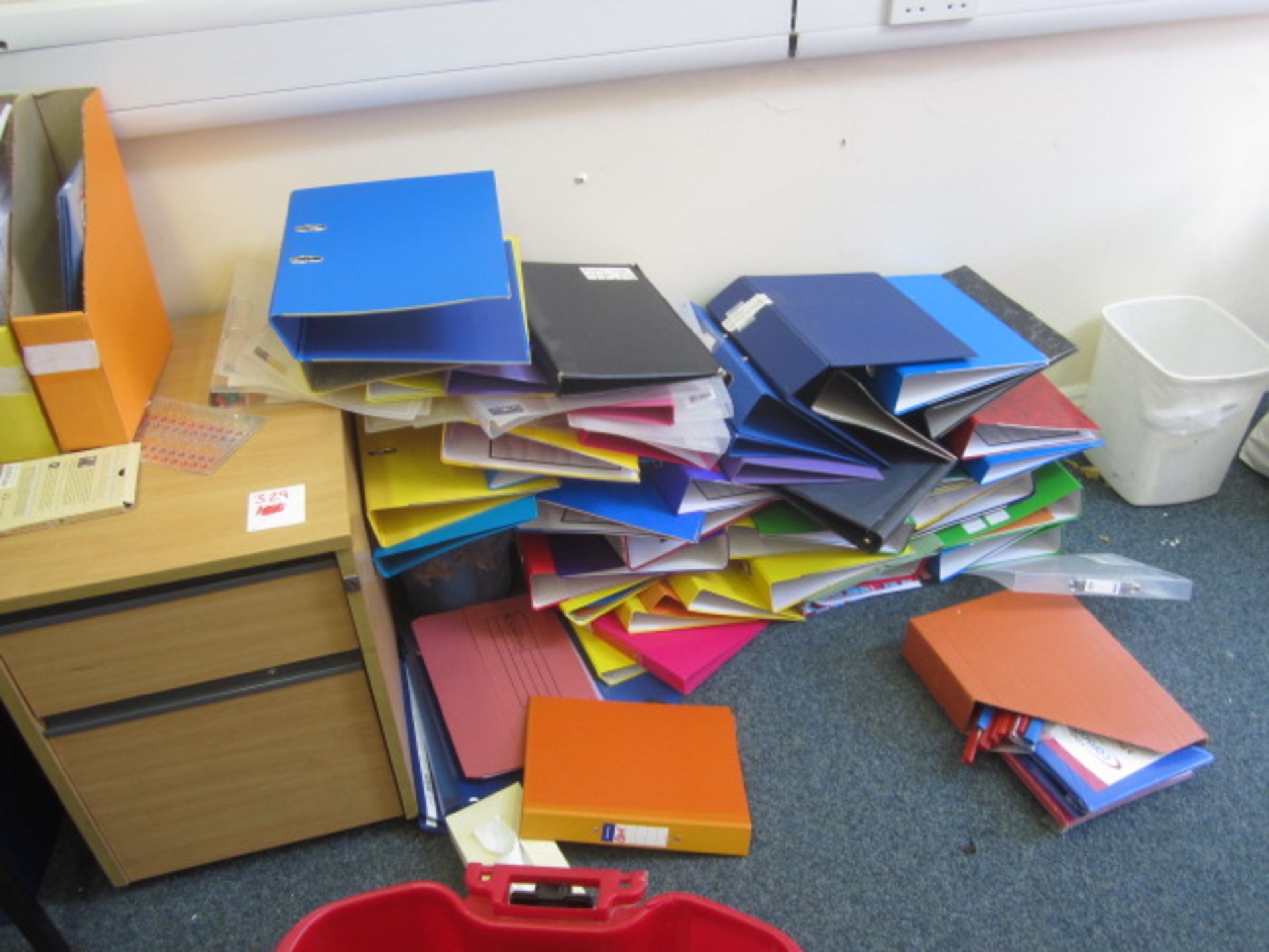 Loose contents of room including tray storage unit, 2 x chairs, various books, folders, exercise - Image 3 of 12