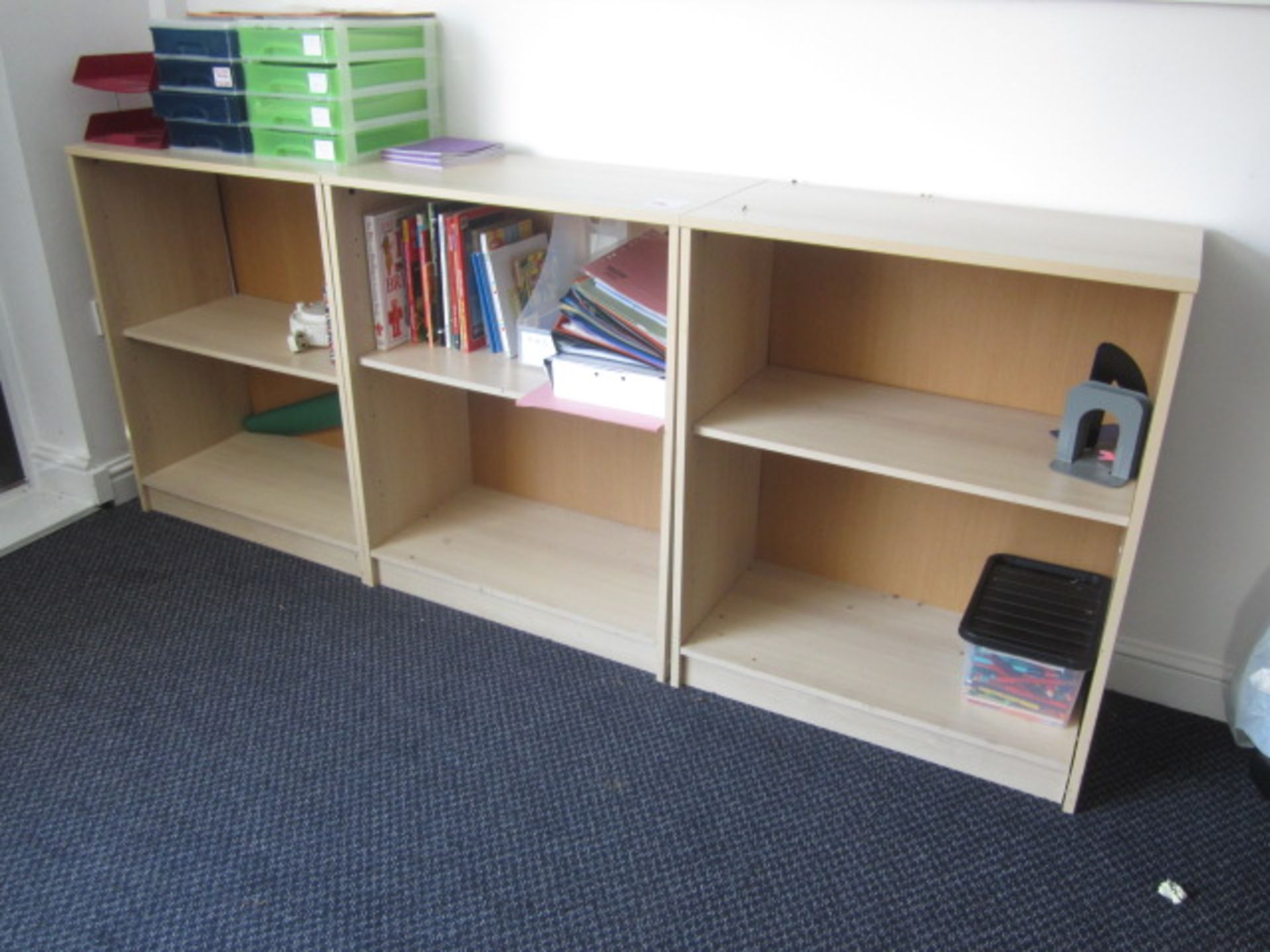 Double pedestal desk, 2 x tables, 3 x bookcases, 3 x various chairs,Located at main school,** - Image 2 of 3