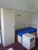 Lightwood effect bedroom suite comprising single bed with under storage drawer, single wardrobe,