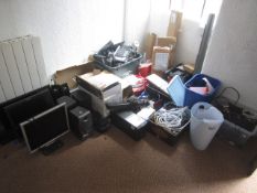 Assorted IT equipment including TFT's, speakers, APC Smart UPS, telephone handsets, keyboards,