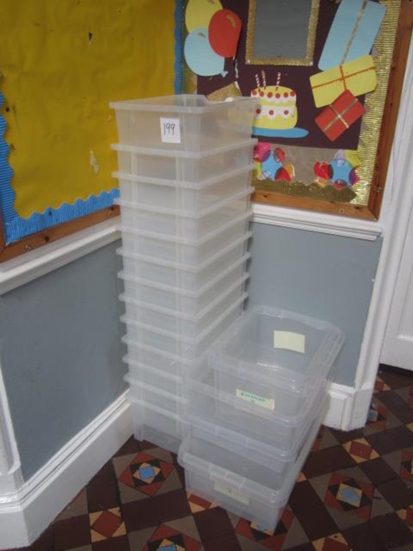 Quantity of assorted plastic storage boxes, teaching aids, pens, board games, etc.,Located at main - Image 6 of 6