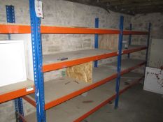 3 x bays of adjustable boltless racking, approx. size w: 1840mm x D: 630mm x H: 2m,Located at main