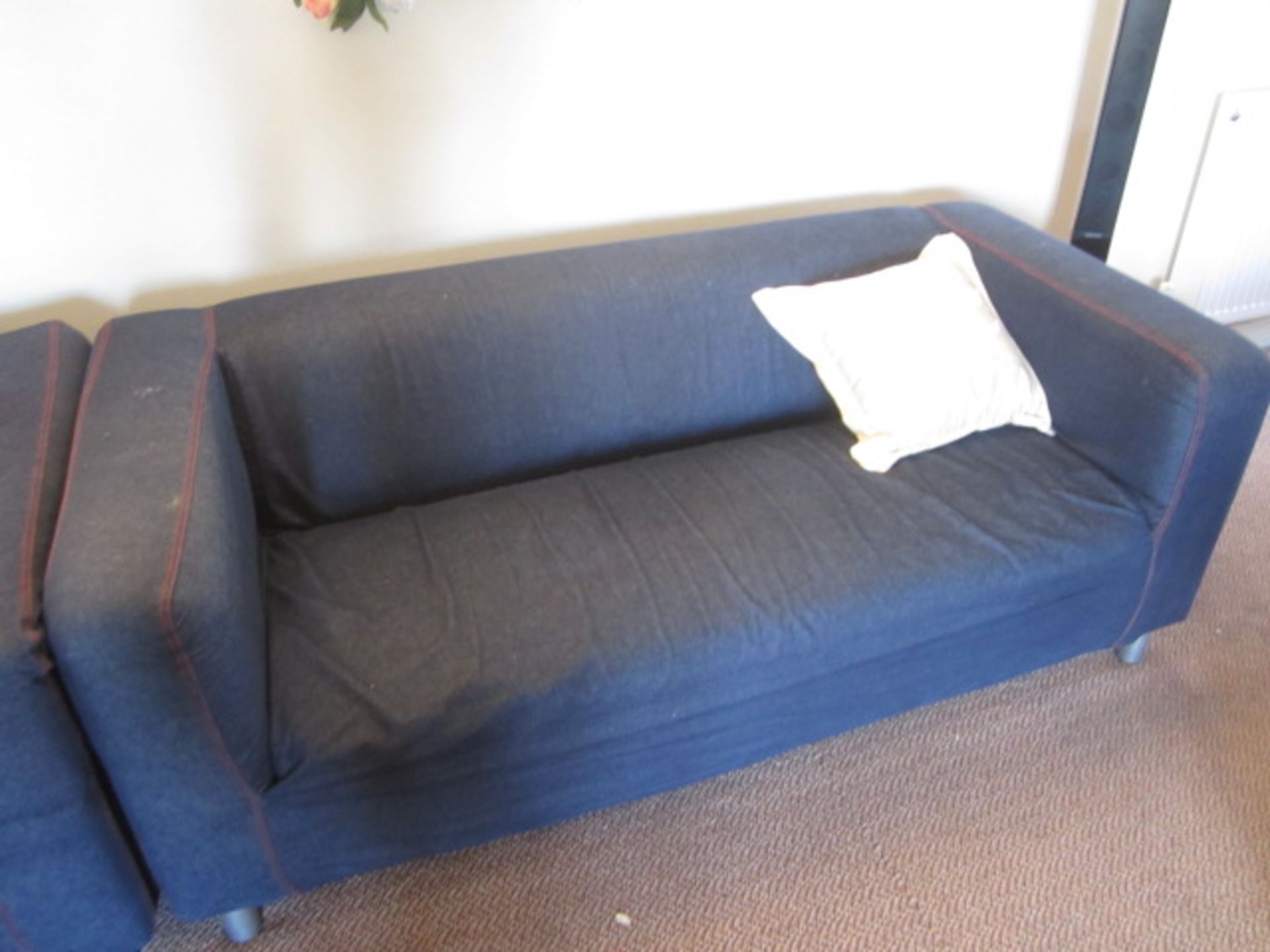 2 x upholstered settees,Located Greystones,** Located at Shapwick School, Station Road, Shapwick, - Image 3 of 3