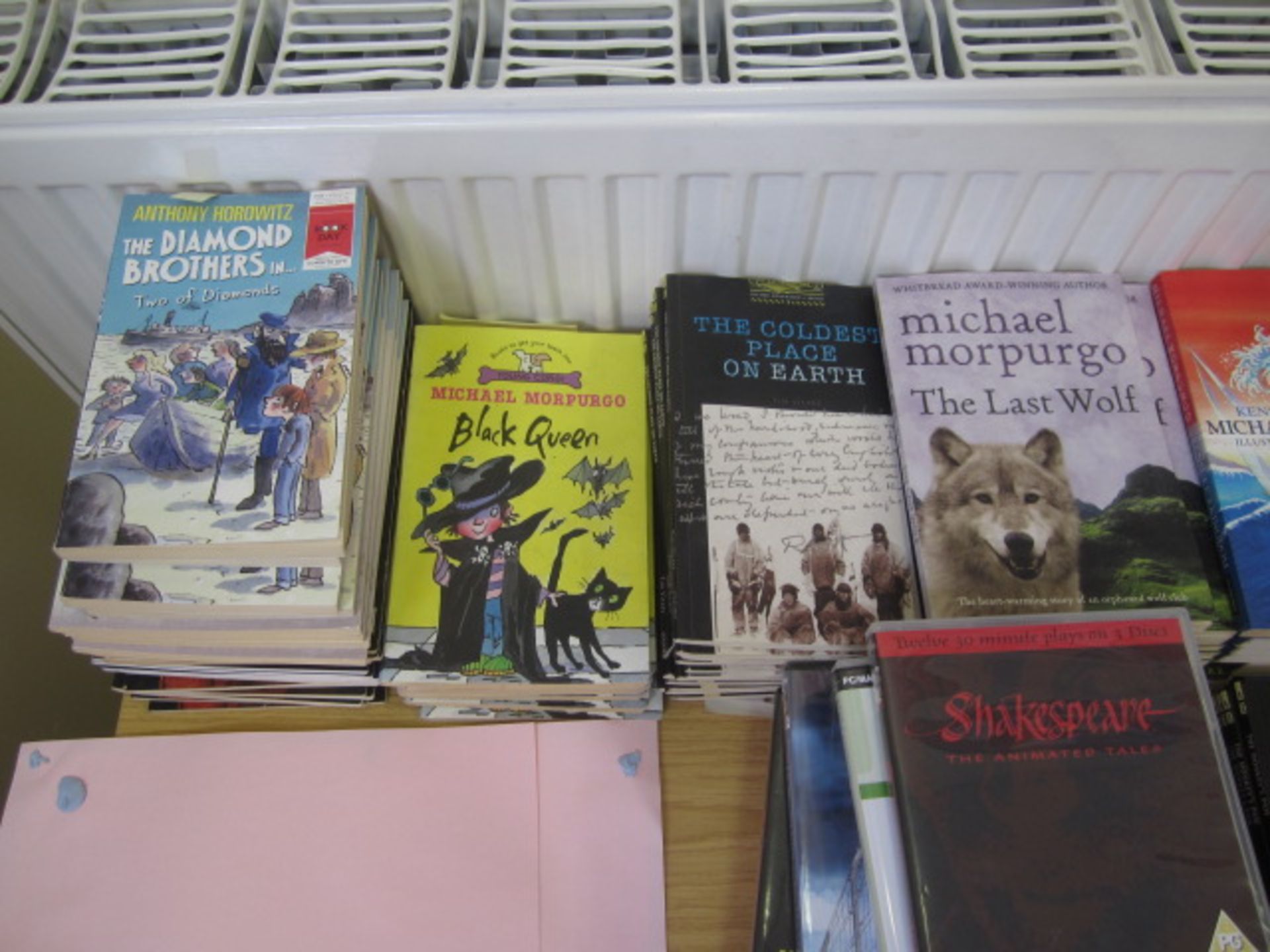 Loose contents of room including tray storage unit, 2 x chairs, various books, folders, exercise - Image 8 of 12