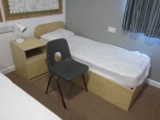 Lightwood effect suite comprising single bed with under storage drawer, single wardrobe, bedside