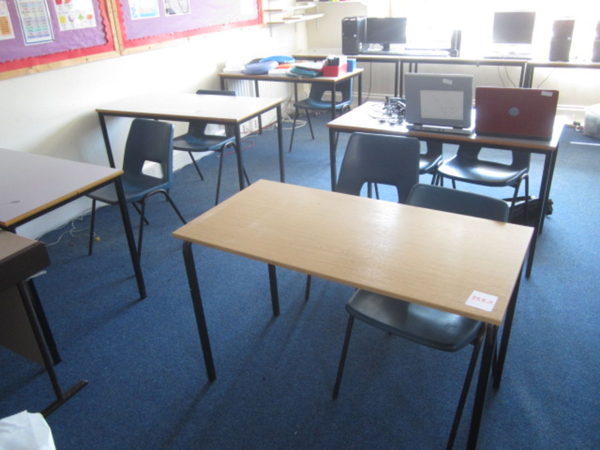 11 x assorted tables, 10 x plastic chairs,Located at Church Farm,** Located at Shapwick School,