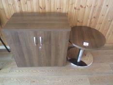 Darkwood effect low level 2 door storage unit, darkwood effect circular coffee table,Located at main