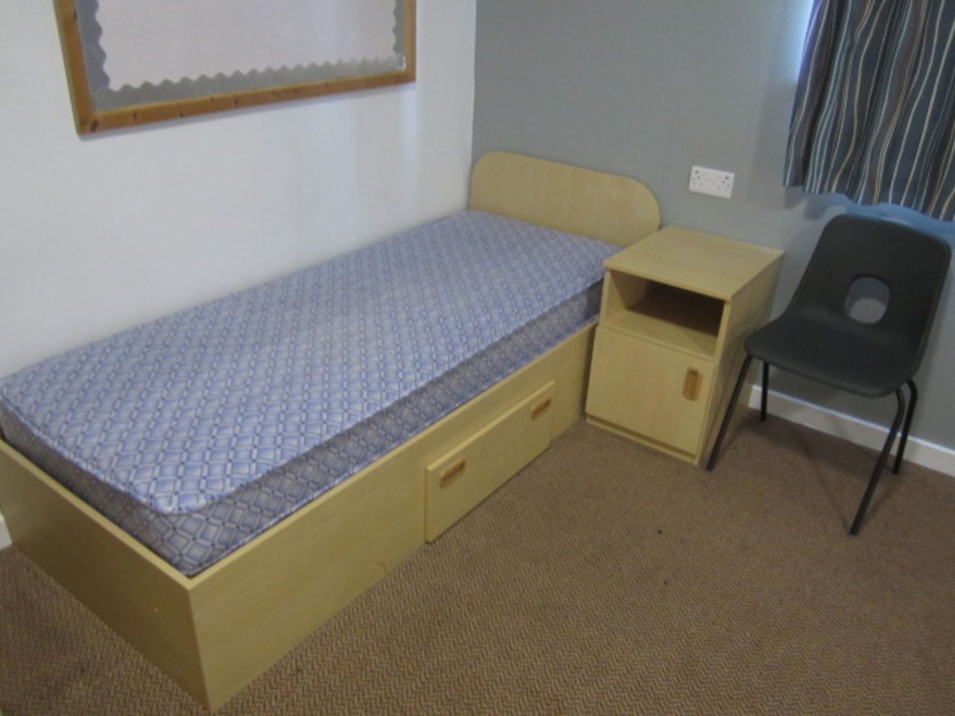 Lightwood effect suite comprising single bed with under storage drawer, single wardrobe with 2 x