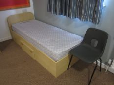 Lightwood effect suite comprising single bed with under storage drawer, single wardrobe with 2 x