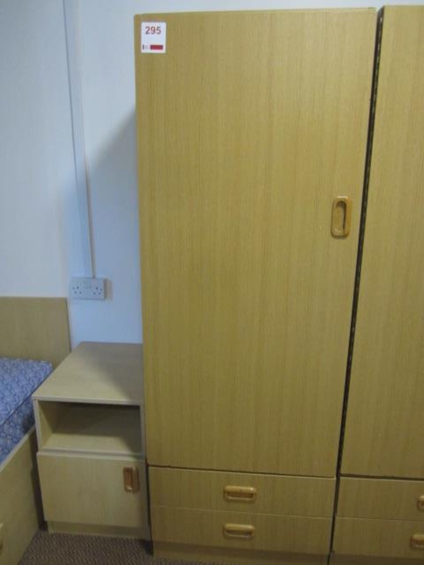 Lightwood effect suite comprising single bed with under storage drawer, single wardrobe with 2 x - Image 2 of 2