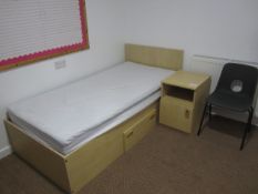 Lightwood effect suite comprising single bed with under storage drawer, single wardrobe with 2 x
