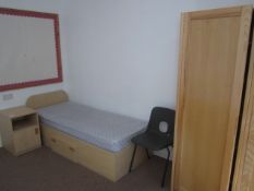 Lightwood effect bedroom suite comprising single bed with under storage drawer, single wardrobe,