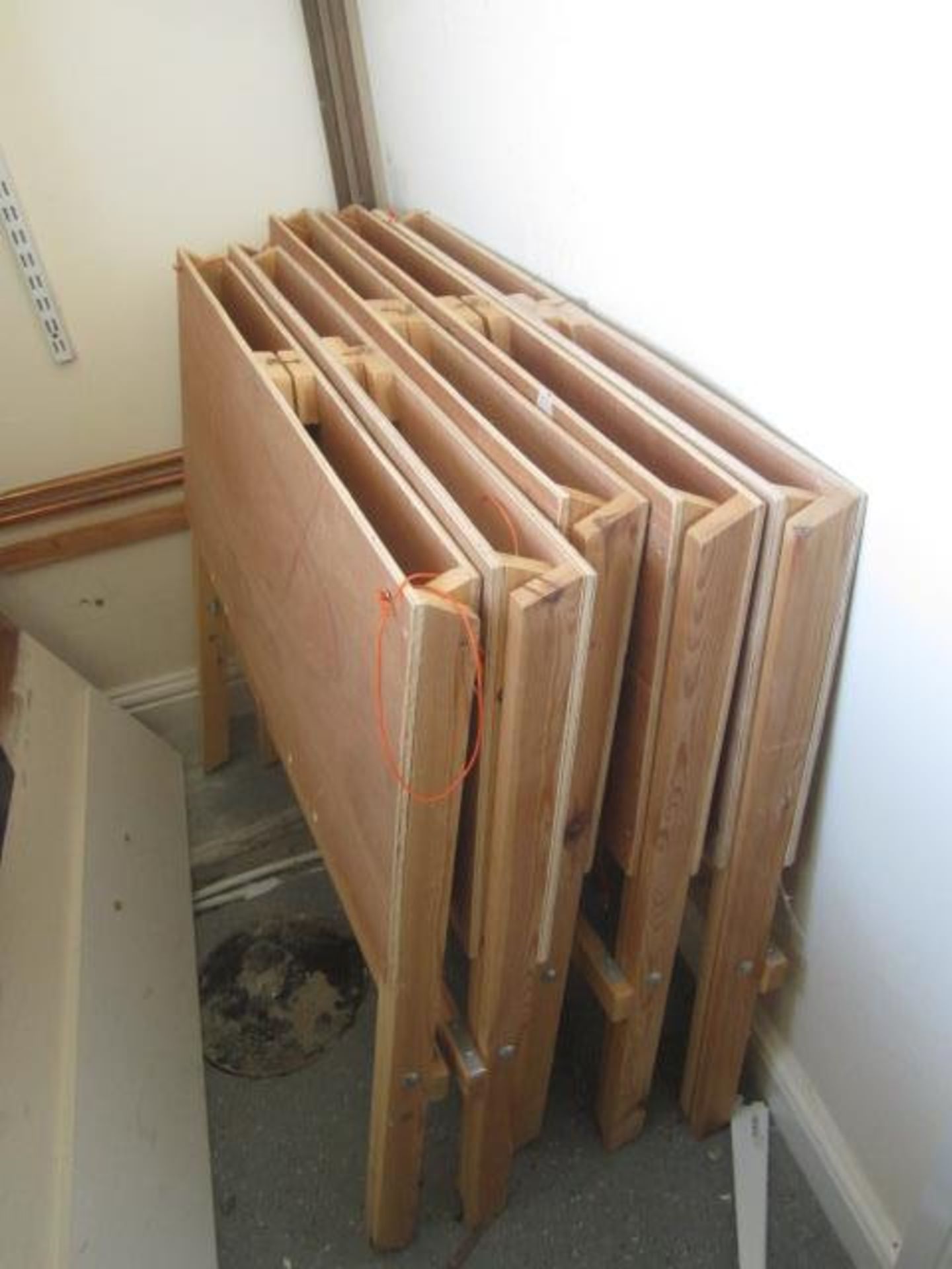 Contents of cupboard including 4 x wood frame artist easels, bespoke notice boards etc.,Located at - Image 3 of 3