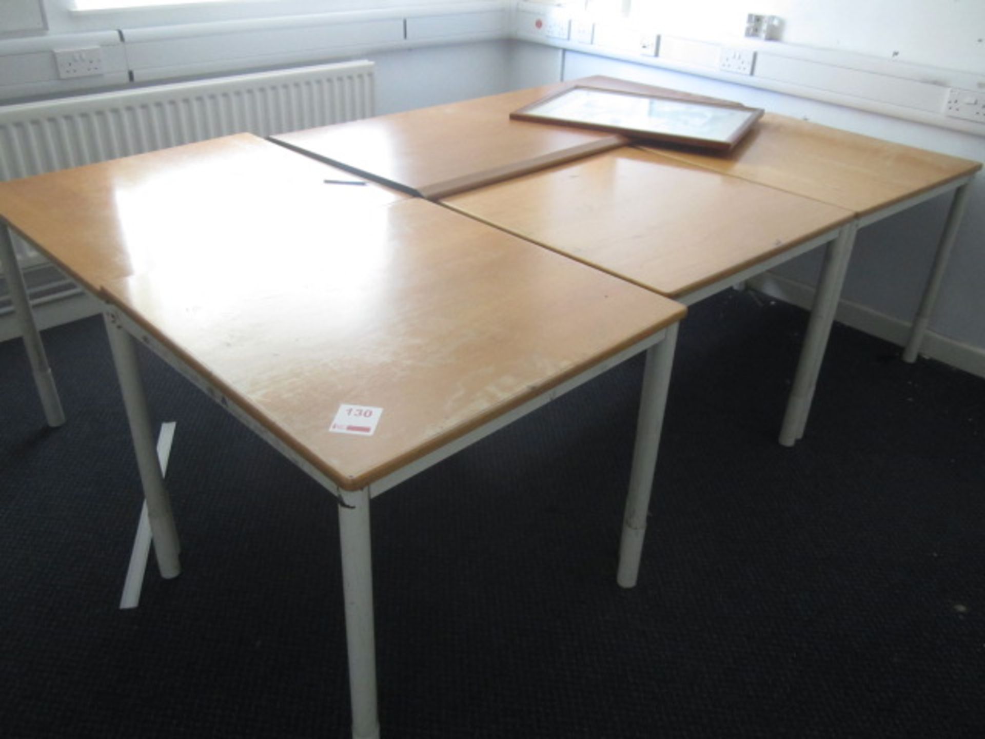 9 x assorted tables, metal 2 drawer filing cabinet, - please note located on 1st floor, some table