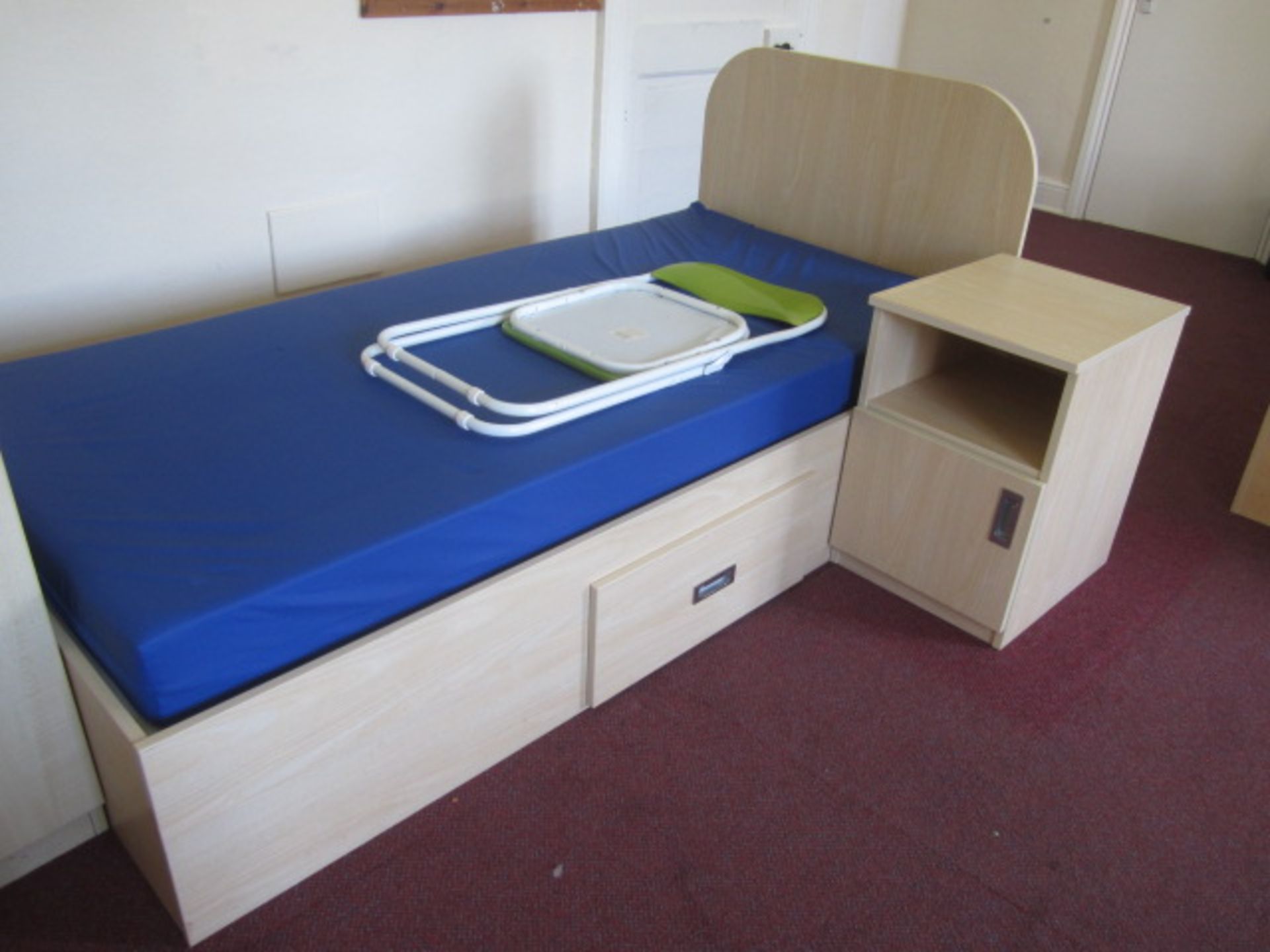 Lightwood effect bedroom suite comprising single bed with under storage drawer, single wardrobe, - Image 2 of 2