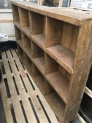Old style mail wood sorting unit, Size: 1800mm x 225mm x 1170mm. 12 compartments