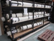 Large quantity of assorted floor vinyl and carpet reels, 2 - 4m wide in various lengths and colours,