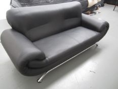 Leatherette 3 seater settee with rolled arms