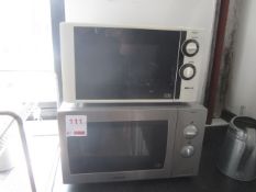 Hitachi stainless steel MSU23 microwave oven and a Proline KM19W microwave oven