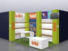 Bibi (Moda Feb 2017) Complete exhibition stand, Size: 3.5m x 2m - Corner. Included: Complete stand