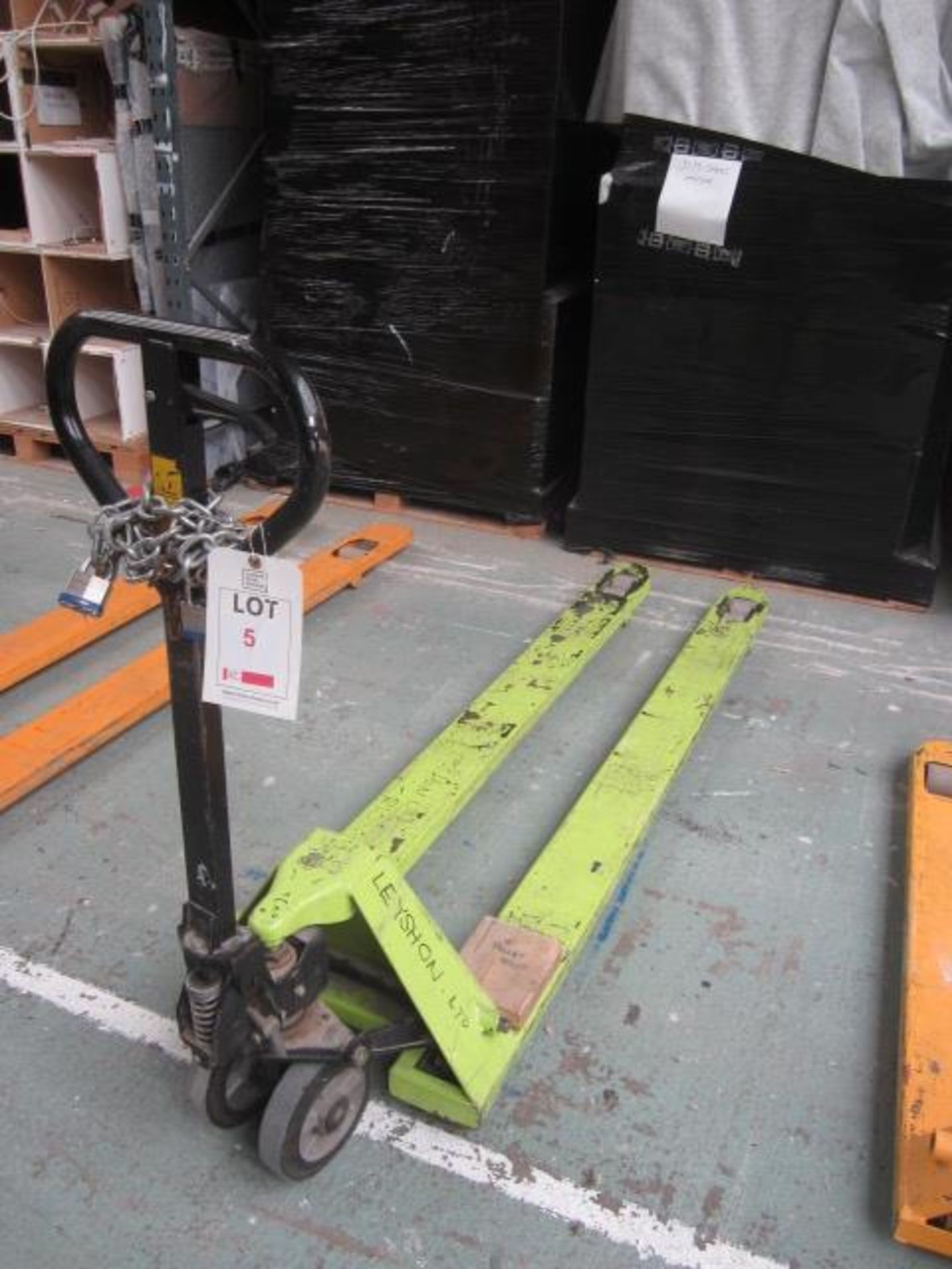 Primac Lifter, long fork pallet truck, 2000kg, serial no. 719297 (2004). Use reserved until midday