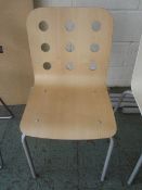 Five Ikea Birchwood holed back wooden chairs